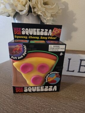 Needoh Squeeza Yellow & Pink Pizza Squishy Toy - Kids Stress Relief
